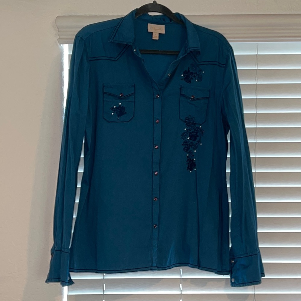 Teal western shirt size L